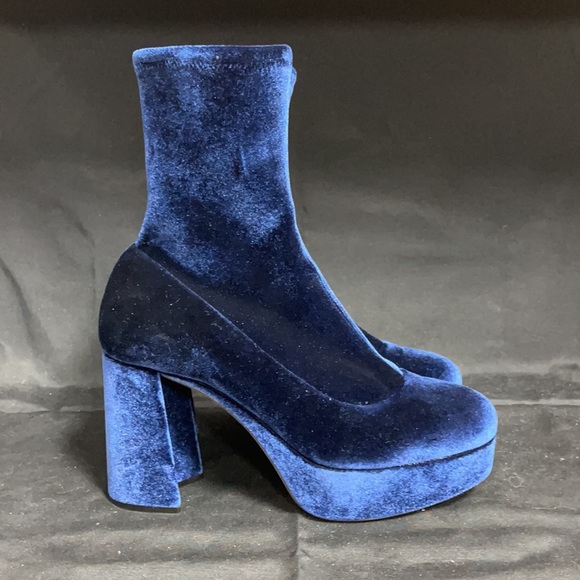 Miu Miu Blue Platform Ankle Boots Size 37.5 - Picture 5 of 7